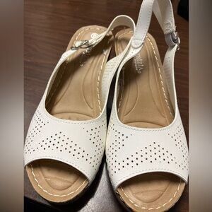 White sling back sandals